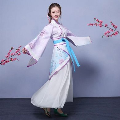 襦裙套裝仙女漢服，中國風(fēng)曲裾齊腰古裝圖片