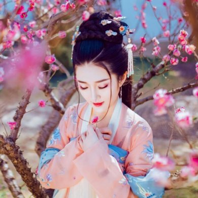 復(fù)古漢服齊胸襦裙，新款繡花漢服美女圖片