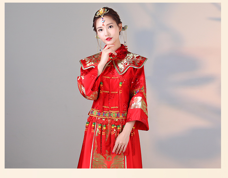 傳統(tǒng)古典刺繡中式禮服，中國(guó)風(fēng)唯美新娘禮服