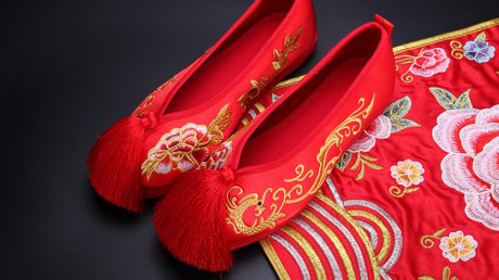 千層平底繡花鞋，流蘇新娘結婚鞋