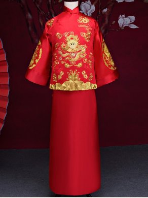 金龍男士古裝中式禮服，復古中國風新郎禮服