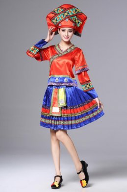 廣西壯族服裝土家族苗族，百褶裙少數(shù)民族服裝