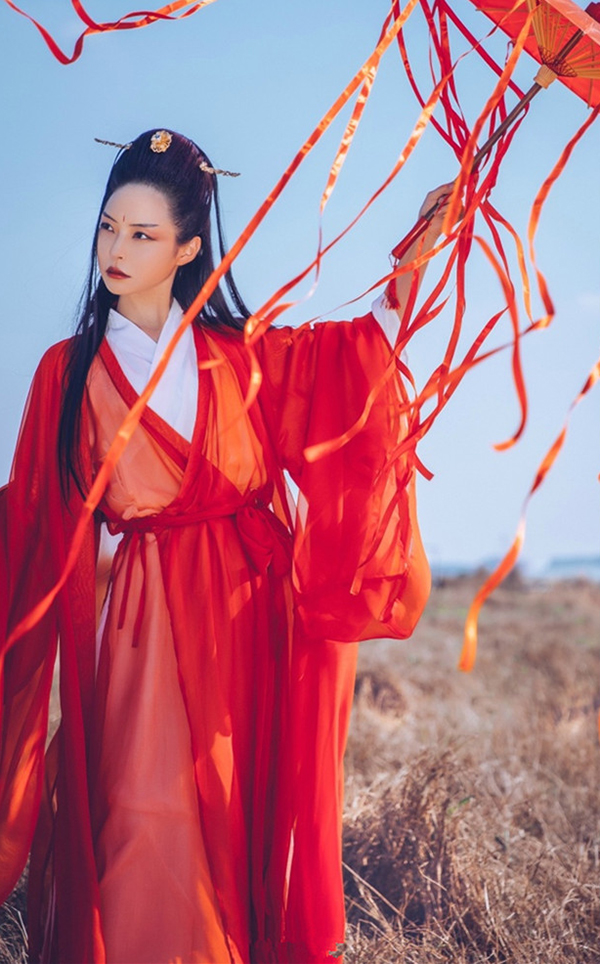 魏晉風(fēng)漢服 交領(lǐng)褥裙大袖衫