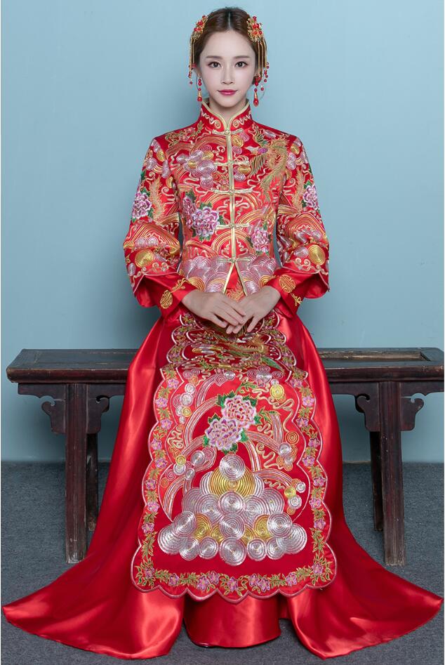 中國風刺繡旗袍嫁衣中式禮服