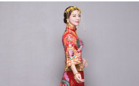 秀禾服新娘禮服嫁衣，中式結(jié)婚秀禾小拖尾喜服
