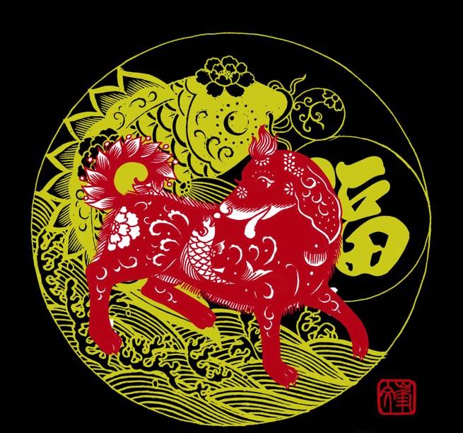 百狗圖剪紙系列(32張)，曹文峰剪紙作品欣賞