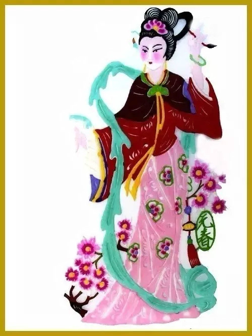 美女染色剪紙作品欣賞，色彩斑斕的剪紙藝術(shù)