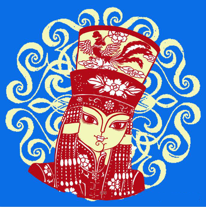 蒙古族美女剪紙，曹文峰剪紙作品欣賞