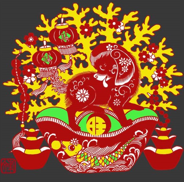 百狗圖剪紙系列(32張)，曹文峰剪紙作品欣賞