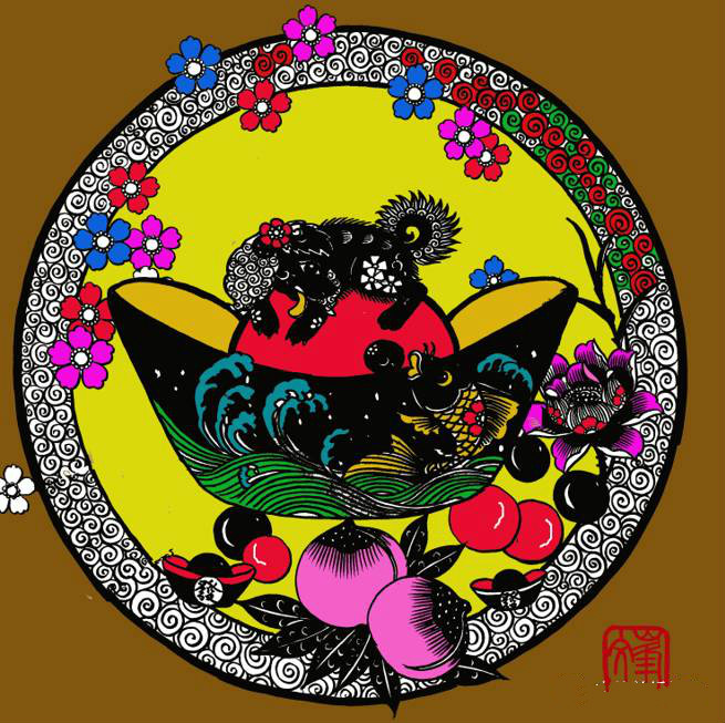 百狗圖剪紙系列(32張)，曹文峰剪紙作品欣賞