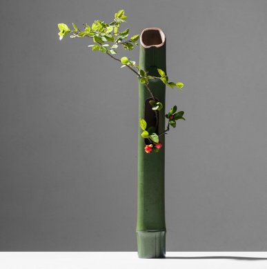 創(chuàng)意仿竹壁掛花器花藝，禪意中式插花
