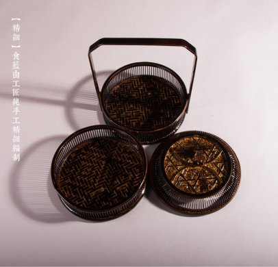 復(fù)古中國(guó)風(fēng)手提籃子，精致手工竹編餐籃