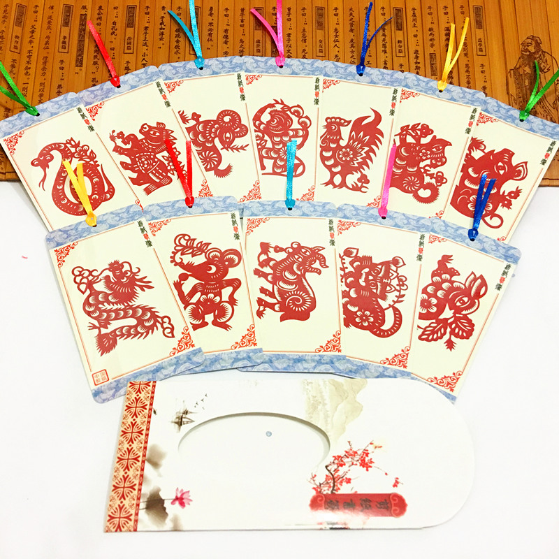 中國風古典元素剪紙書簽設計