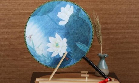 雙面印花團扇，古典宮廷漢服扇子