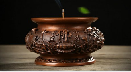 蓮花荷葉雕花香爐，仿古供佛熏香爐
