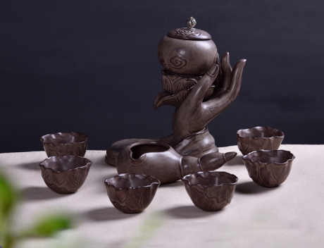 原創(chuàng)陶瓷泡茶自動茶具，佛手蓮花功夫茶具