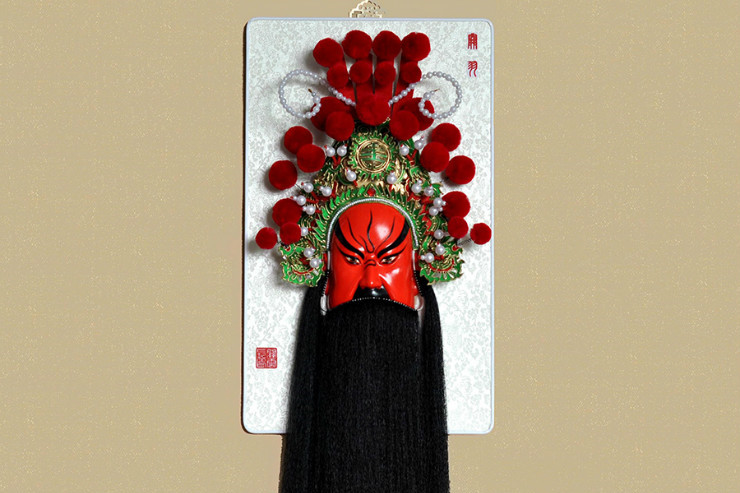 武財神紅臉的關公臉譜，國粹家具飾品掛件