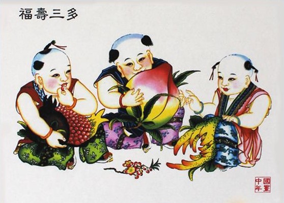 12款民間工藝年畫，手繪民俗文化年畫
