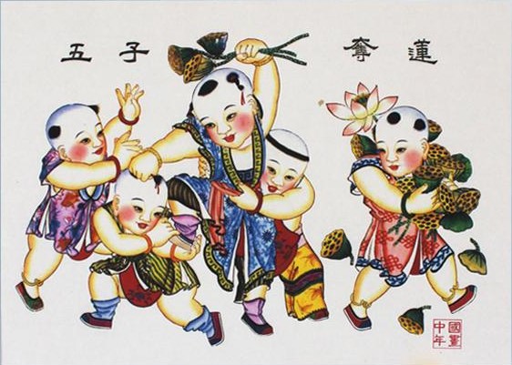 12款民間工藝年畫，手繪民俗文化年畫