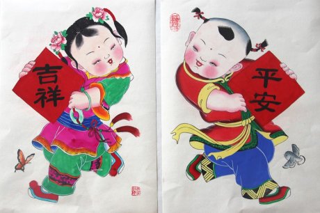 10款唯美生動年畫娃娃，古風手繪中國年畫