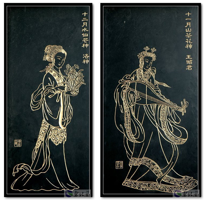 中國(guó)民間傳說十二花神版畫欣賞