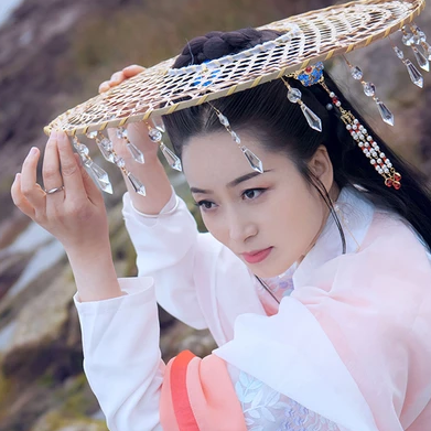 珠簾斗笠女生頭像，唯美古風(fēng)真人頭像