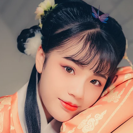 淡橘色漢服少女頭像，唯美古風(fēng)真人頭像