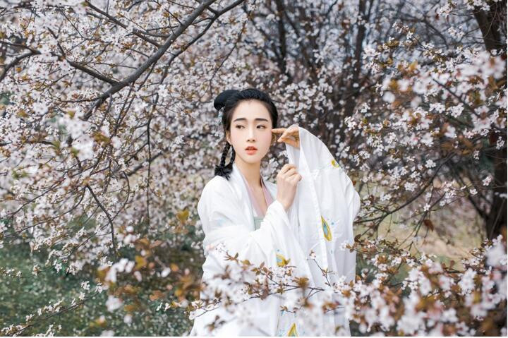 櫻花樹下古風(fēng)女子頭像，真人古風(fēng)頭像大全