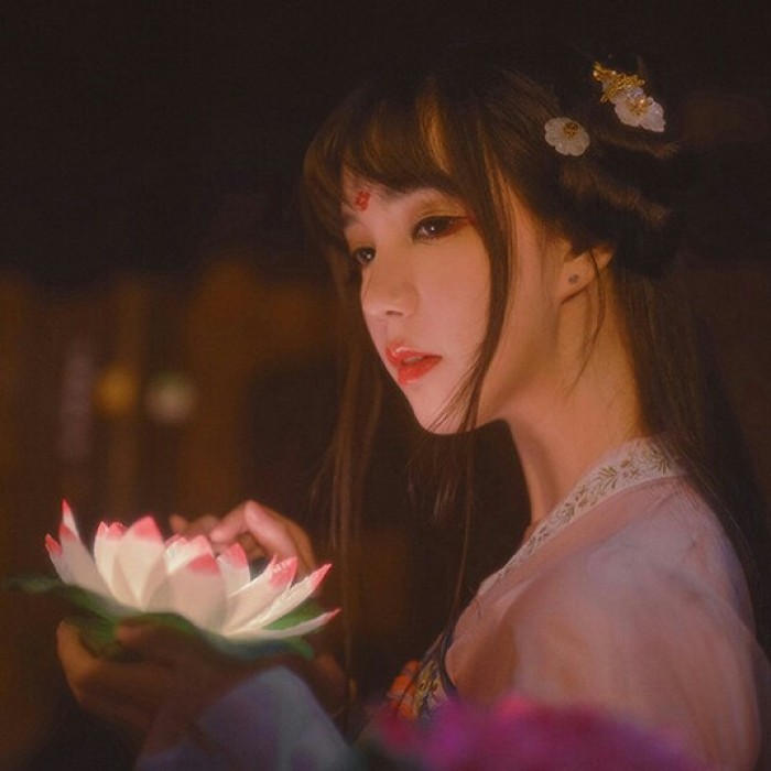 柔美女子攜燈古風(fēng)頭像，婉約中國(guó)風(fēng)微信qq頭像
