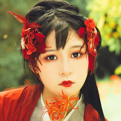 嬌艷彼岸花女生頭像，唯美古風(fēng)真人頭像
