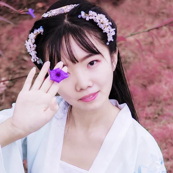 粉紫小清新帶團扇傘頭像，唯美古風真人頭像