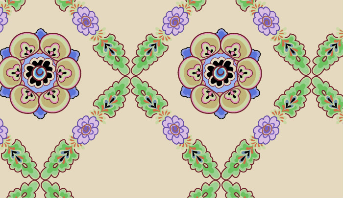 中國(guó)傳統(tǒng)唐代服飾花朵圖案六，矢量素材
