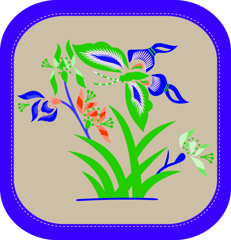 中國傳統(tǒng)刺繡圖案蝴蝶花系列一，矢量素材