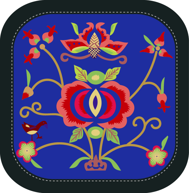 中國傳統(tǒng)刺繡圖案蝴蝶花卉系列四，矢量素材