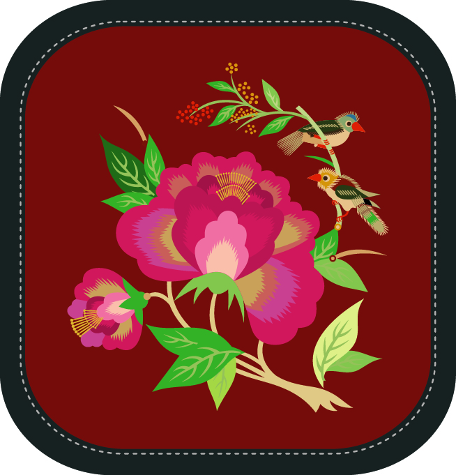 中國傳統(tǒng)刺繡圖案月季花卉系列一，矢量素材