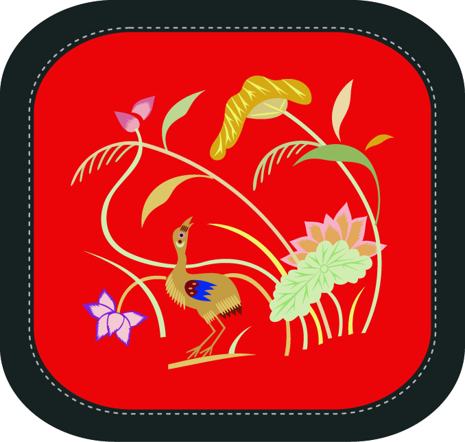 中國傳統(tǒng)刺繡圖案動(dòng)物花卉系列一，矢量素材