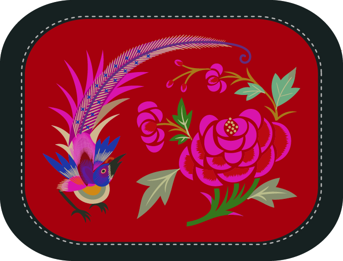 中國傳統(tǒng)刺繡圖案鳳凰系列四，矢量素材