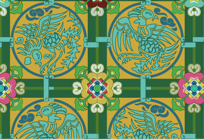 中國傳統(tǒng)鳳凰吉祥圖案與配色，矢量素材AI圖片
